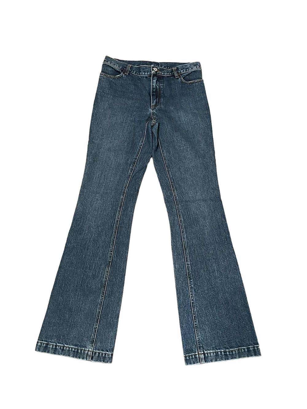 Gap Long and Lean Flare Jeans Blue Denim High Mid Rise Womens Sz 4 36 Inseam
